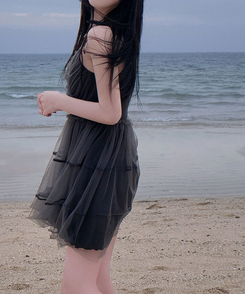 フリルリボンティアードキャミミニワンピース BLACK