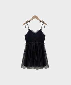 フリルリボンティアードキャミミニワンピース