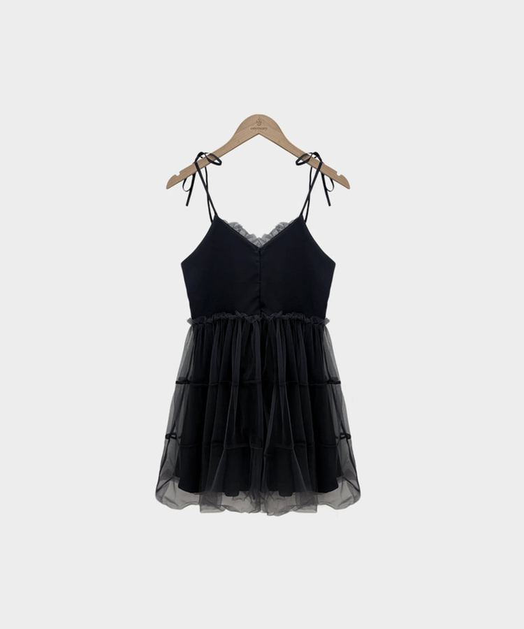 フリルリボンティアードキャミミニワンピース