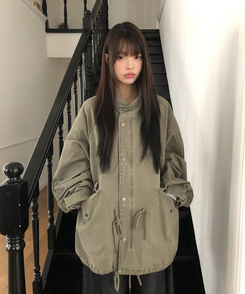 ストリングハーフショートモッズコート KHAKI