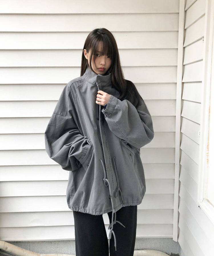 ストリングハーフショートモッズコート GREY