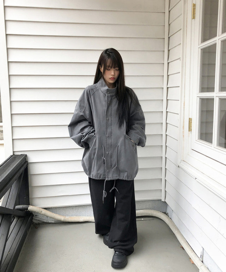 ストリングハーフショートモッズコート GREY