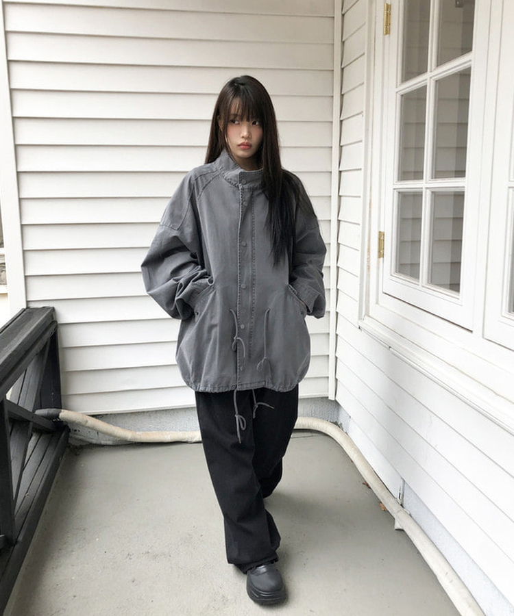 ストリングハーフショートモッズコート GREY