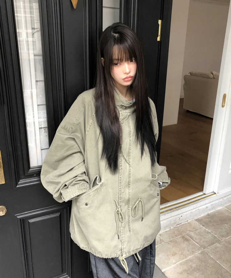 ストリングハーフショートモッズコート KHAKI