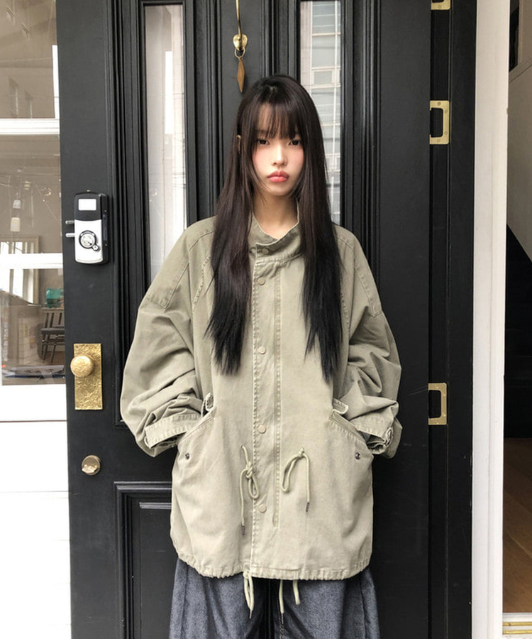 ストリングハーフショートモッズコート KHAKI
