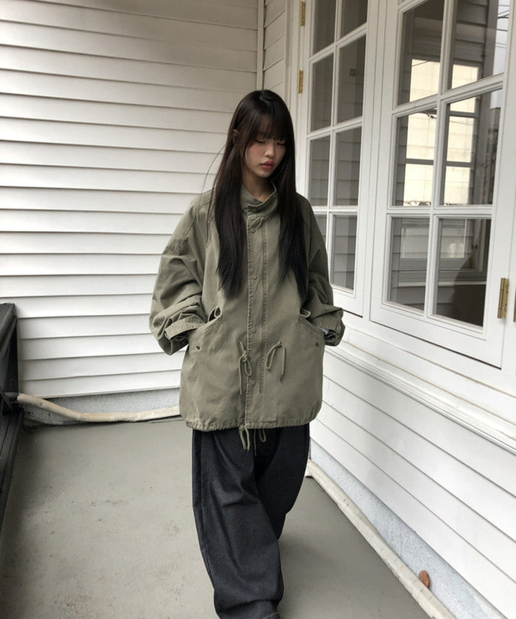 ストリングハーフショートモッズコート KHAKI