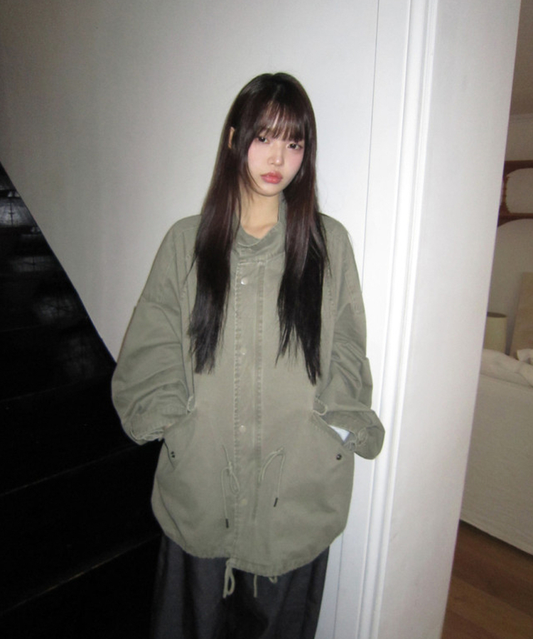 ストリングハーフショートモッズコート KHAKI