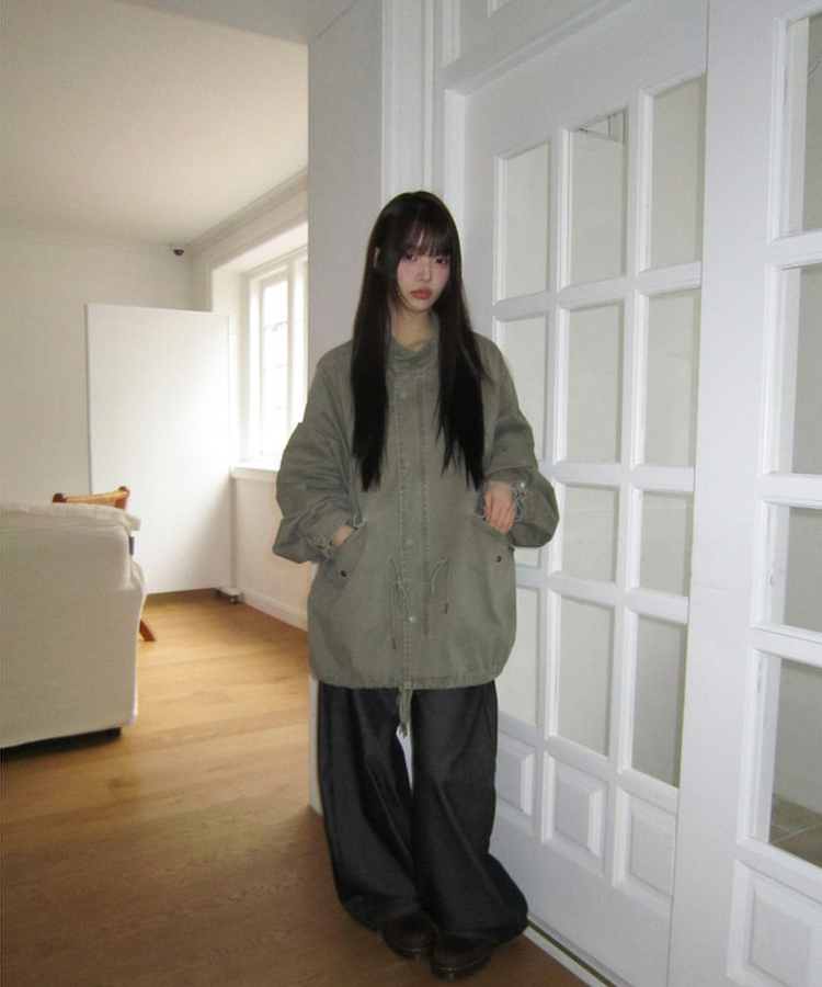 ストリングハーフショートモッズコート KHAKI