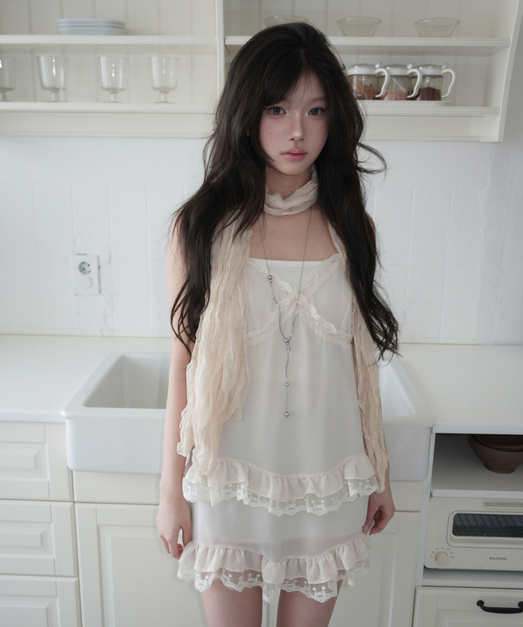 シフォンレースキャミソールワンピース WHITE