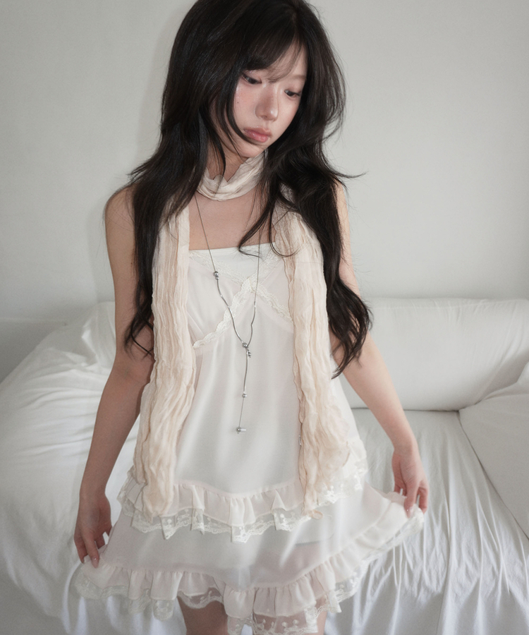 シフォンレースキャミソールワンピース WHITE