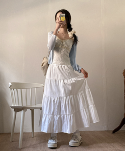 パステルフレアロングスカート IVORY