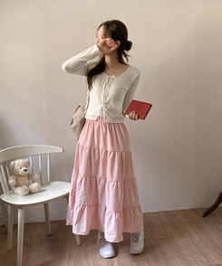 パステルフレアロングスカート PINK