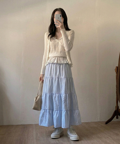 パステルフレアロングスカート SKY BLUE