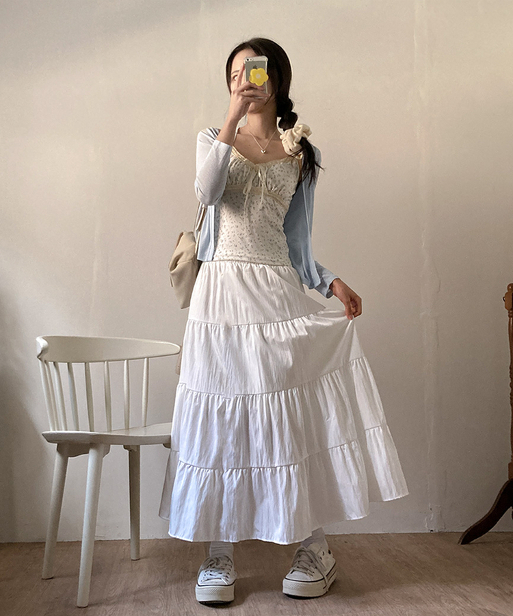パステルフレアロングスカート IVORY