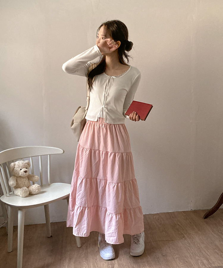 パステルフレアロングスカート PINK