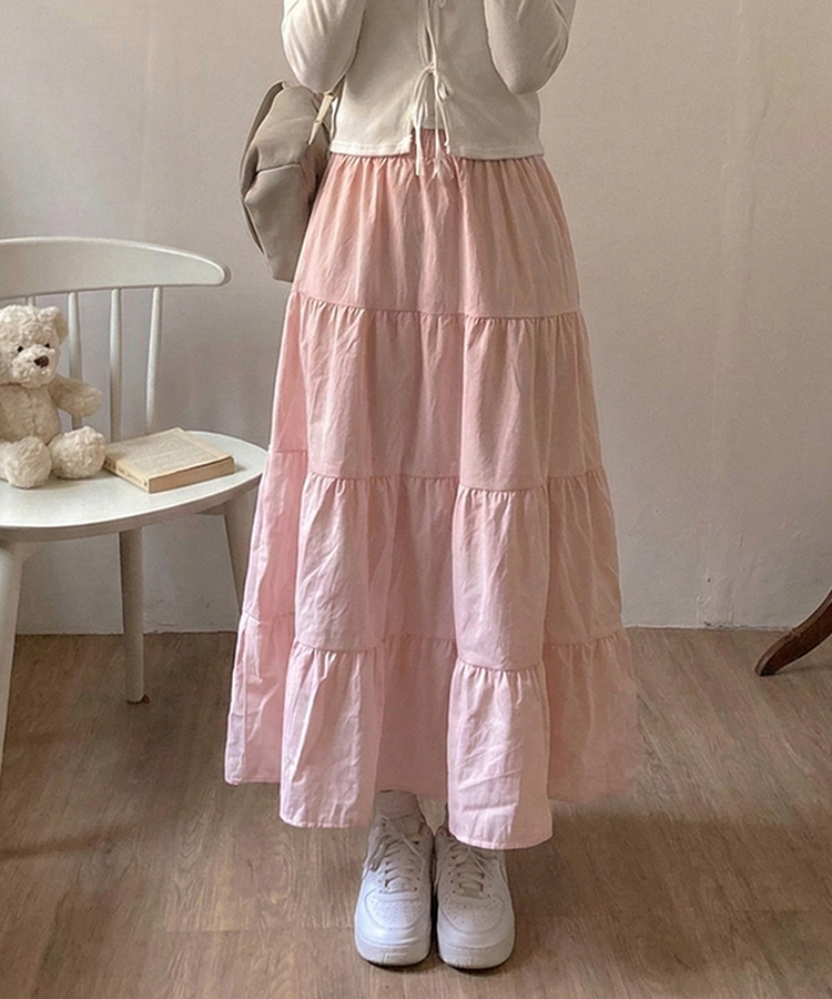 パステルフレアロングスカート PINK