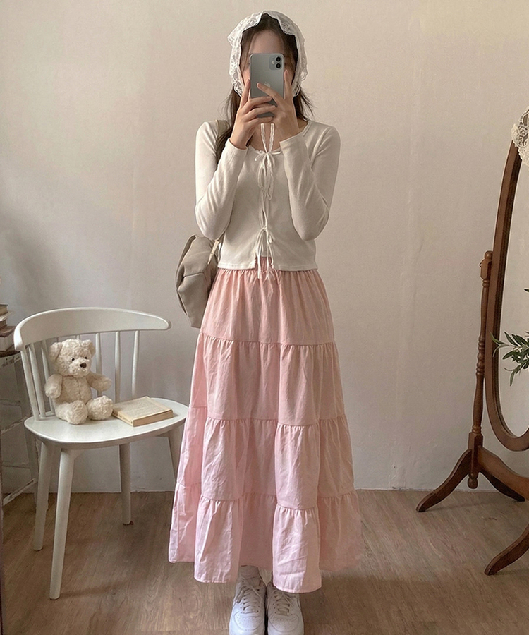 パステルフレアロングスカート PINK