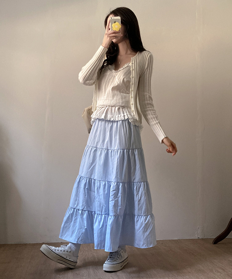 パステルフレアロングスカート SKY BLUE