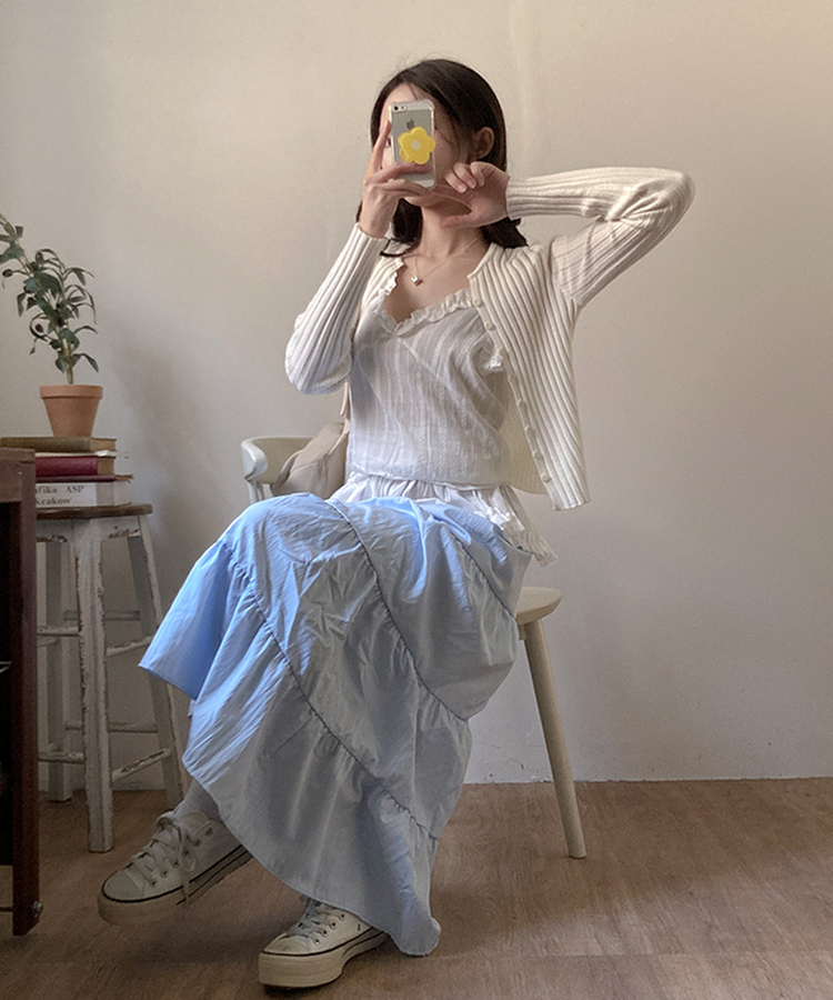 パステルフレアロングスカート SKY BLUE