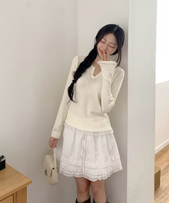 フリルボタンニット LEMON