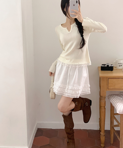 フリルボタンニット LEMON