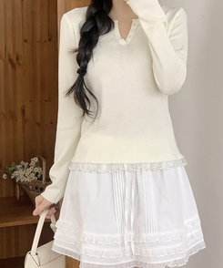 フリルボタンニット LEMON