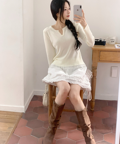 フリルボタンニット LEMON