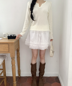 フリルボタンニット LEMON