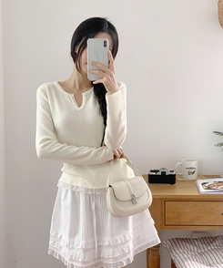 フリルボタンニット LEMON