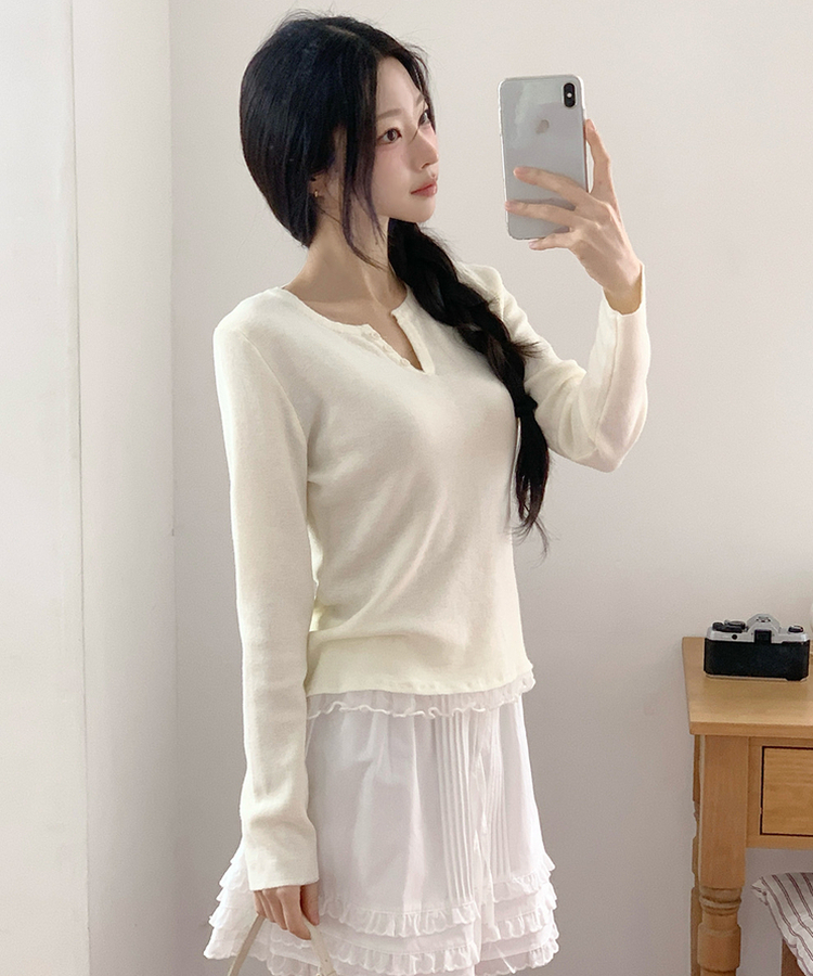 フリルボタンニット LEMON