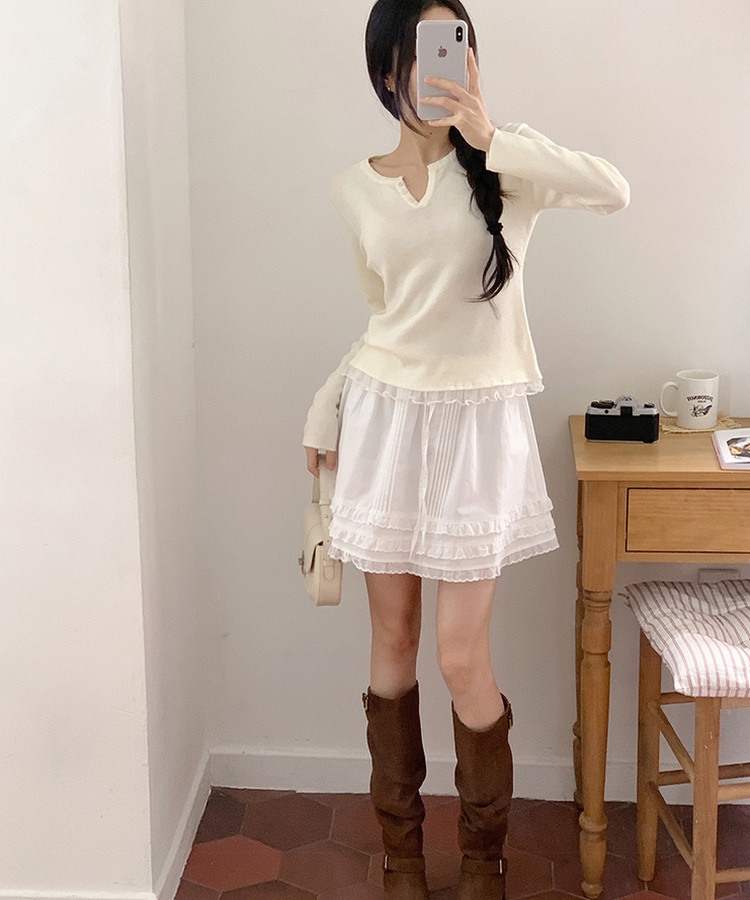 フリルボタンニット LEMON