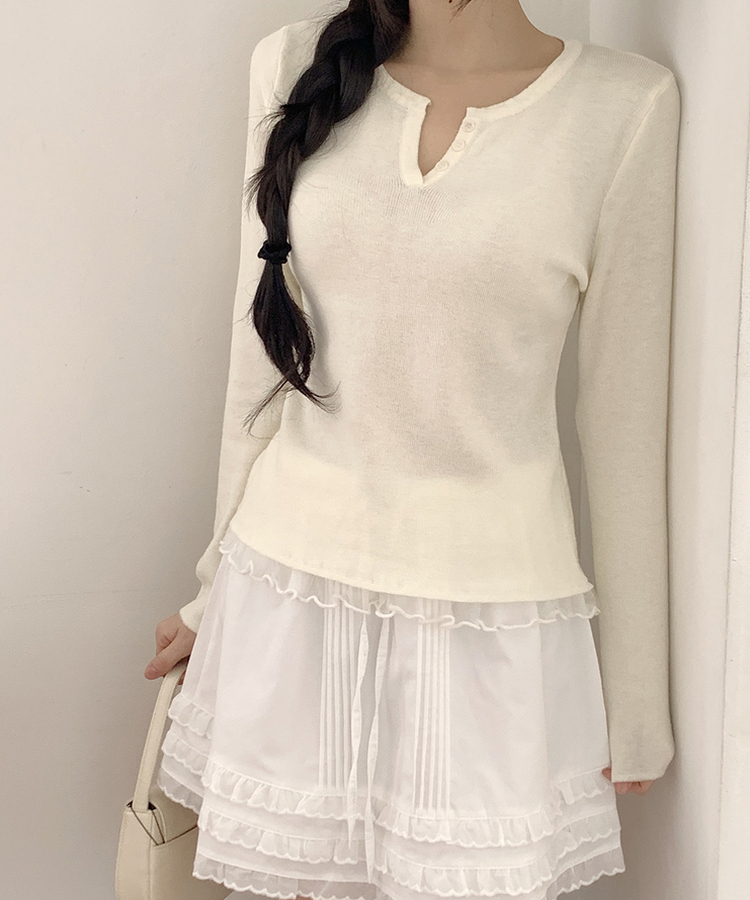 フリルボタンニット LEMON