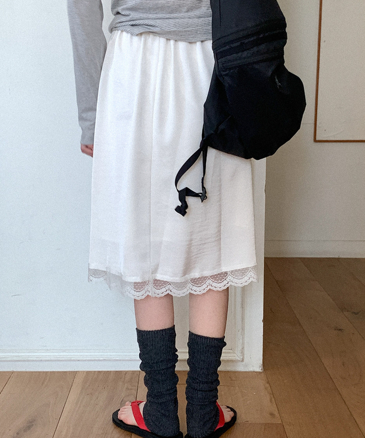 レースミディスカート IVORY