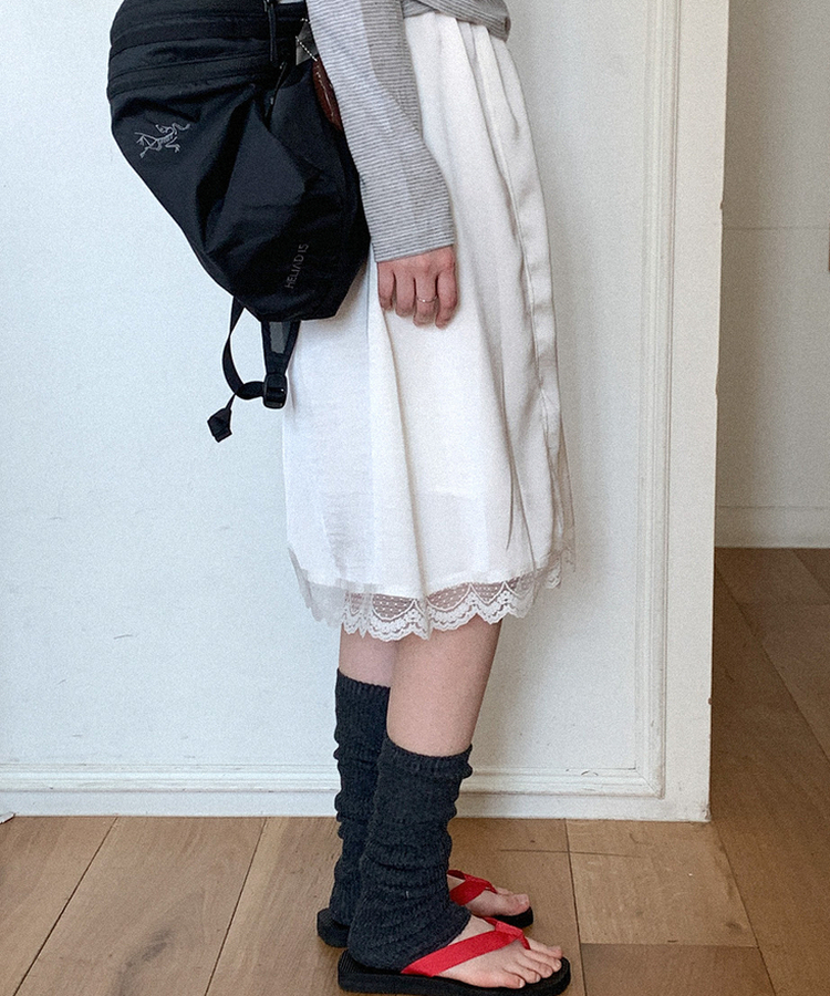 レースミディスカート IVORY