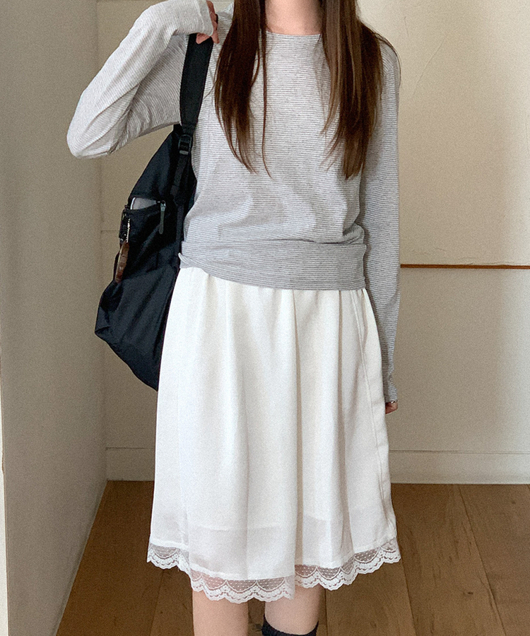 レースミディスカート IVORY