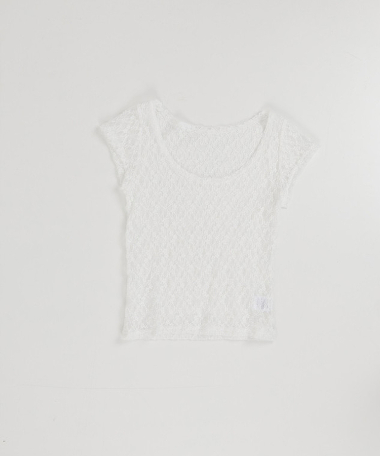 【SET】レースレイヤード半袖ニット＋シンプル長袖トップス