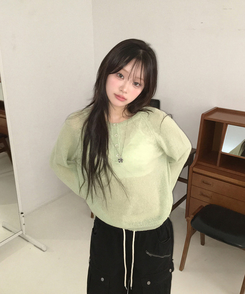 シースルーボタンニット(5color) MINT