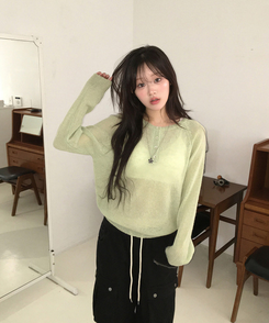 シースルーボタンニット(5color) MINT