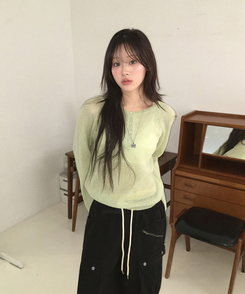 シースルーボタンニット(5color) MINT