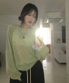 シースルーボタンニット(5color) MINT