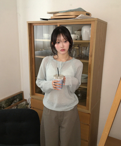 シースルーボタンニット(5color) SKY BLUE