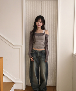 ビンテージウォッシュワイドパンツ BLUE