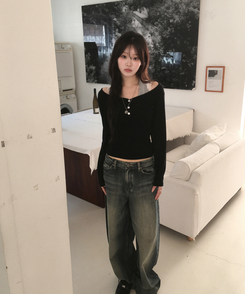 ビンテージウォッシュワイドパンツ BLUE