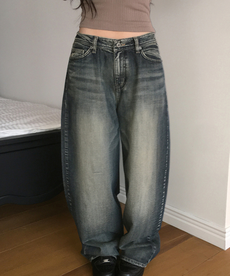 ビンテージウォッシュワイドパンツ BLUE