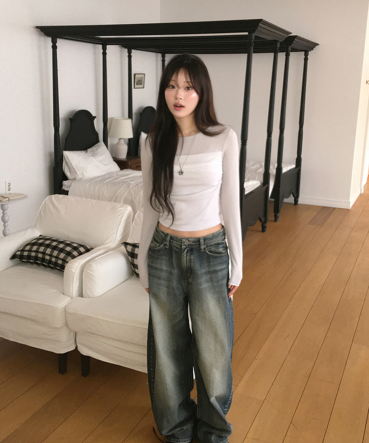 ビンテージウォッシュワイドパンツ BLUE