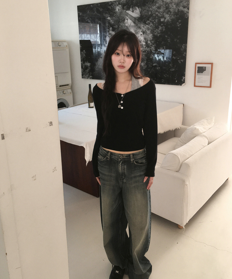 ビンテージウォッシュワイドパンツ BLUE