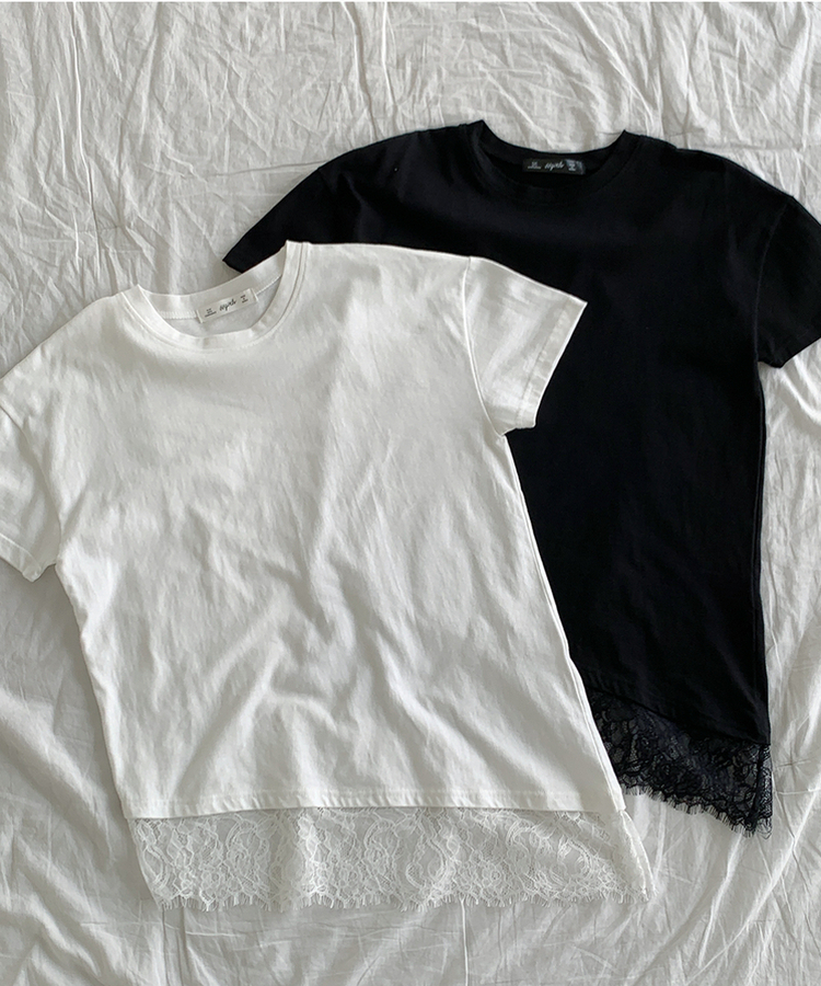 レース半袖Tシャツ