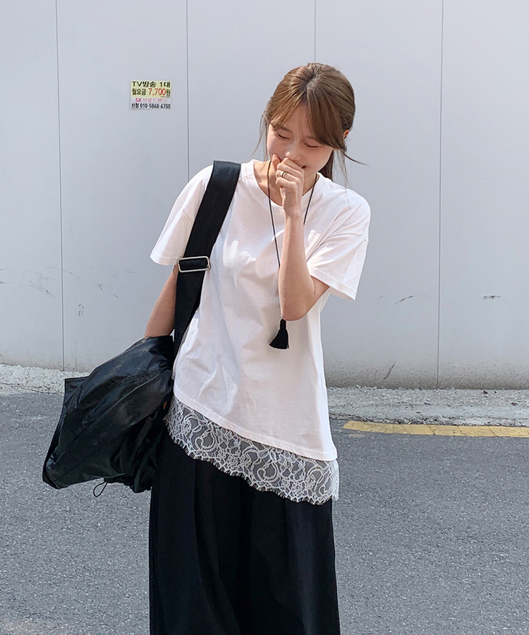 レース半袖Tシャツ IVORY