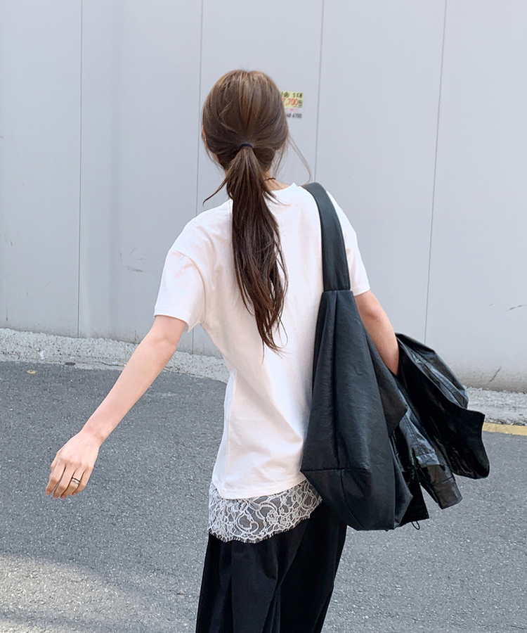 レース半袖Tシャツ IVORY