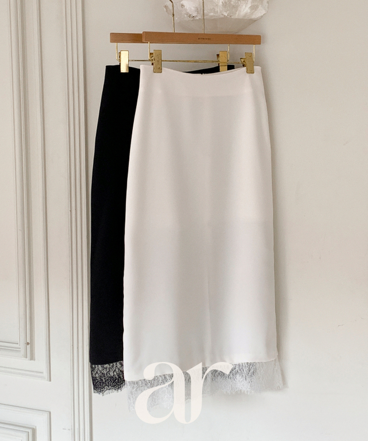 （華奢見え／フェミニンムード♥）レースレイヤード Hライン ロングスカート